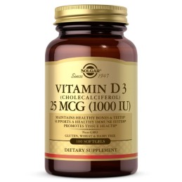 SOLGAR Witamina D3 1000 IU 25 mcg (100 kaps.)