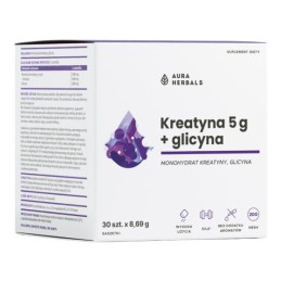 AURA HERBALS Monohydrat kreatyny 5 g + glicyna saszetki (30 szt.)