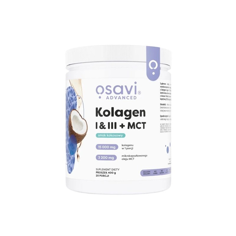 OSAVI Kolagen I & III + MCT, smak kokosowy (400 g)