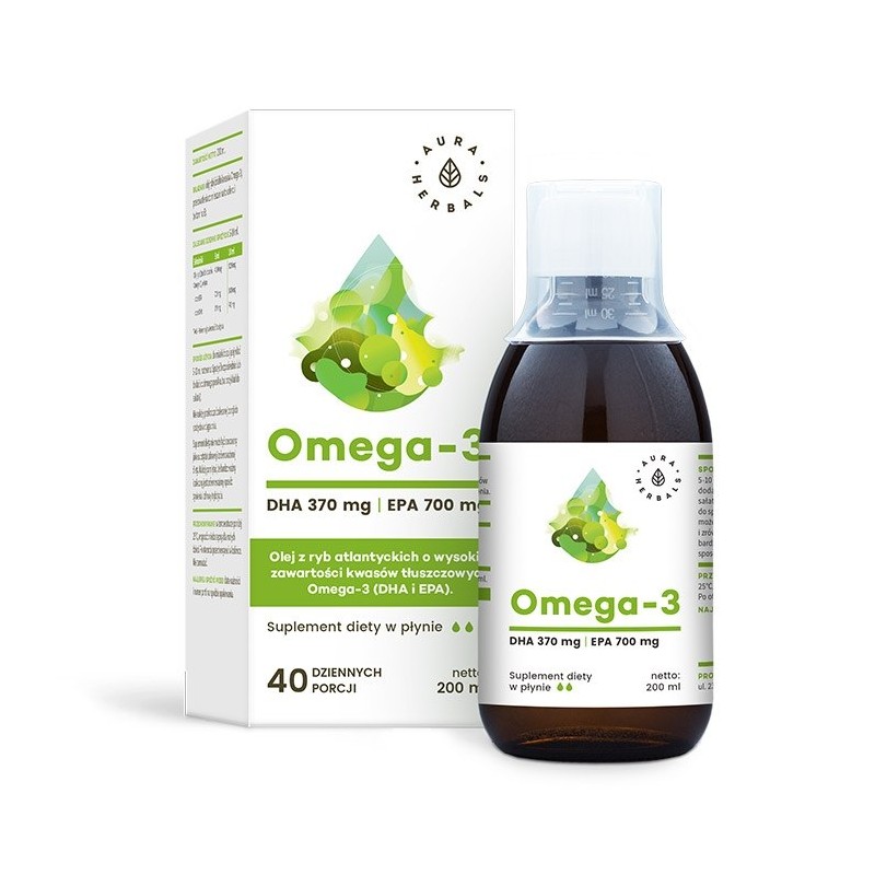 AURA HERBALS Omega-3 (370 DHA i 700 EPA) w płynie (200 ml)