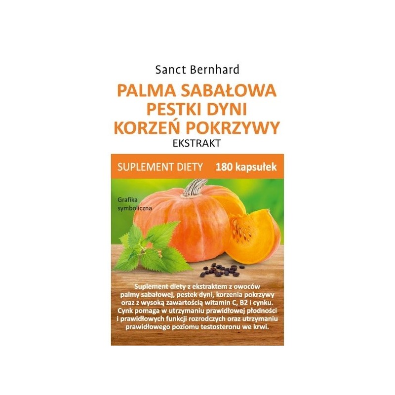 KRAUTERHAUS SANCT BERNHARD Palma sabałowa, pestki dyni, korzeń pokrzywy -  ekstrakt (180 kaps.)