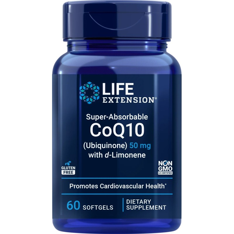 LIFE EXTENSION Koenzym Q10 Ubichinon 50 mg + D-Limonen 100 mg (60 kaps.)
