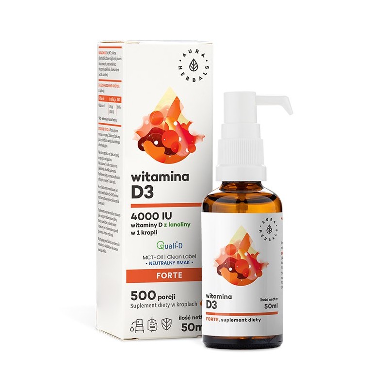 AURA HERBALS Witamina D3 4000 IU w oleju MCT (50 ml)